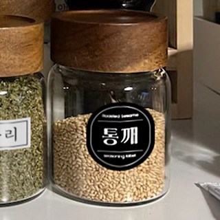 제이엔케이스토어 팬트리 수납 정리 조미료 양념통 오일병 냉동보관 방수 라벨 스티커, 타원형, 블랙, 90개