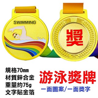 運動獎牌 游泳 金牌, 1個, 游泳,金牌(一面獎字/一面圖案)