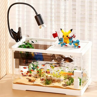 시스슈 가정용 수륙 겸용 어항 심플 넓은 공간 거북이 물고기 양용, 흰색, 1개