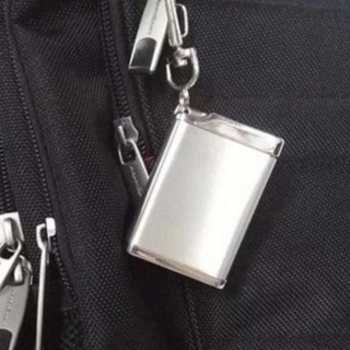 휴대용 사각 재떨이 담뱃재 꽁초 냄새차단 밀폐 용기, 실버, 1개