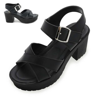 통굽 키높이 여름 휴양지 여성 벨크로 스트랩 비치 엑스 샌들