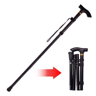 접히는 노인지팡이 어른지팡이 걷기보조기구 지팽이 보행용지팡이, 실버, 1개