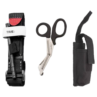 TRADER 軍規止血帶，快速止血，輕巧便攜，戶外登山安全必備, 經典橡膠 止血帶+(銀)戰術剪刀+收納包, 1個