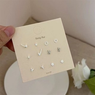 養耳洞鍍銀針小耳釘套裝基礎耳骨釘甜美風時尚百搭防過敏耳飾女