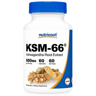 뉴트리코스트 KSM-66 아슈와간다 뿌리 추출물 600mg 캡슐, 60정, 1개