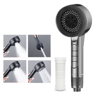 GACA 샤워기헤드 5단조절 온오프샤워기 수압상승 필터포함, 다크그레이, 1개