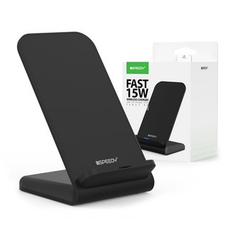 스피디 15W 고속 무선충전 거치대, 블랙, 1개