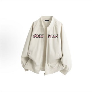 SOIE PLUS 字母印花棒球領夾克外套