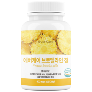 에버케어 브로멜라인 고함량 파인애플 효소, 1개, 60정