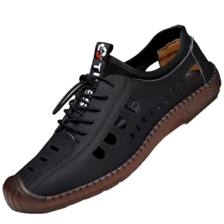 남성 샌들 천연소가죽 샌들 슬립온샌들 단화 남자여름샌들 스포츠샌들 발편한샌들 남자샌들 운동화샌들, 245mm, 블랙, 1개