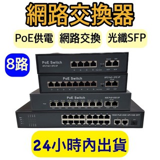 8路光纖2路網孔千兆網路交換器 POE供電光纖收發器 光電轉換器, 1個