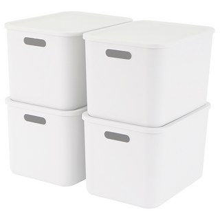 엠비코 국내생산 다용도 팬트리 리빙박스, 화이트, 4개