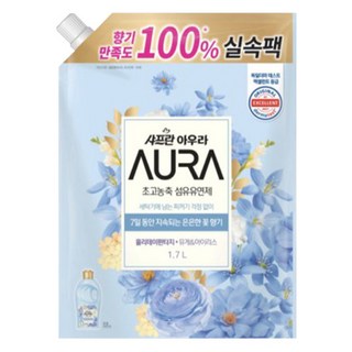 [ 엘지생활건강 ] AURA 샤프란 아우라 섬유유연제 홀리데이판타지 실속팩 / 리필 초고농축 섬유유연제, 1.7L, 1개