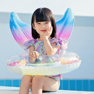 美人魚游泳圈成人加厚加大救生圈充氣腋下圈浮排漂浮水上拍攝道具, 1個, 70#漸變特厚適合80到80.0kg3