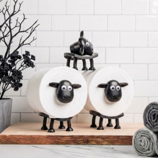세컨드드랍 귀여운 양모양 두루마리 휴지걸이 욕실 소품, 3개, 블랙