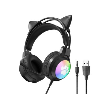 電競遊戲頭戴式電腦有線耳機，聽聲辨位，吃雞耳麥, 黑色PS5發光耳機帶包裝（配贈一分二線）