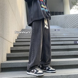 牛仔褲寬褲 清倉牛仔褲 丹寧牛仔褲 韓國牛仔褲 直筒褲男直筒牛仔褲青少年春秋季常規款ins潮牌複古寬鬆闊腿牛仔褲子