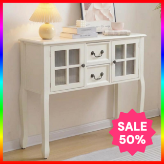 우암가구 엔틱콘솔 장식장 유럽풍 원목 수납장 현관 인테리어 가구, A.화이트