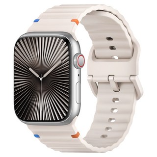 밴드톡 애플워치호환 스포츠 밴드 컬러풀한 스티치 실리콘 스트랩(11 10 9 8 7 6 5 4 3 2 SE2/3 Ultra2/3) 38/40/41/42/44/46/49/45mm, 스타라이트, 1개