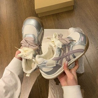 厚底德訓鞋子女2025新款爆款夏季薄款網面透氣阿甘休閒運動老爹鞋