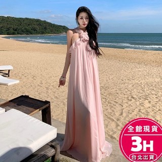 梨卡 女裝 露背露肩顯瘦法式雪紡紗洋裝 - 隔日到貨【現貨24H】, 如圖色,L-現貨馬上出貨