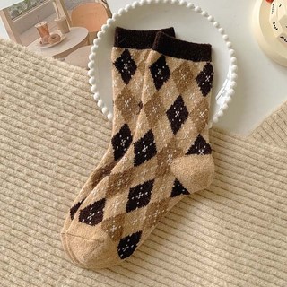 ScottyBear 秋冬加厚羊毛襪 熊熊地板襪 格子女襪 ZG130