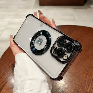 適用果粉15四角氣囊防摔雙圈磁吸電鍍手機殼iphone14全包16