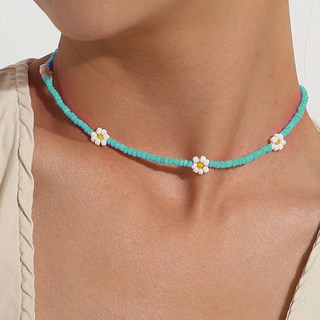 티큐 여성 여름 바캉스 데이지 플라워 컬러 비즈 목걸이 A2294