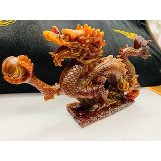 龍涎香祥龍戲珠精雕擺件/360度全雕刻/淡淡龍涎香/天然色澤, 1個, 天然色澤