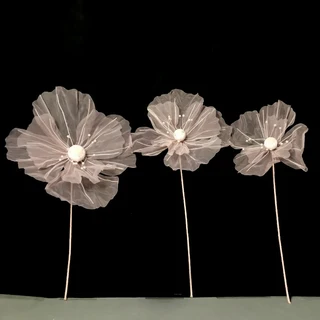 3개/대 웨딩 스테이지 실크 꽃 메쉬 장식 소품 도로 리드 인공 정원 Mariage, 01 A Without bases