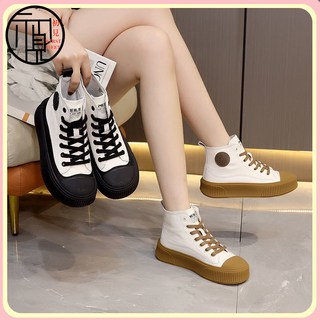 高幫鞋厚底耐臟女鞋2025年新款中幫透氣鞋子女休閒鞋運動闆鞋