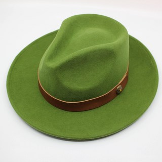 줄리엣 비비드 그린 고급 울 페도라 중절모 남녀공용 모자 아빠 엄마 선물