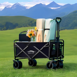 프리미엄 광폭 타이어 접이식 캠핑 웨건, 1개, 블랙