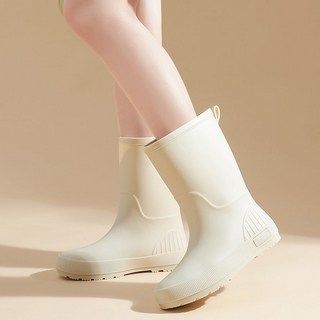 女士加厚底高筒雨鞋 防雨中筒防水防滑耐磨外穿工作膠鞋軟底女輕便