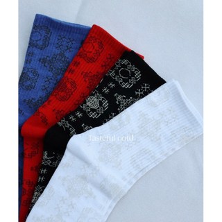 Tasteful_tw 韓國變形蟲滿版印花民族風純棉長襪 男女皆可配件襪子