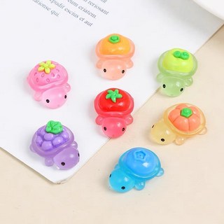 烏龜對對碰 迷你小烏龜 夜光小烏龜 烏龜擺件 樹脂小烏龜 烏龜盲袋 烏龜公仔, 1個, 水果小烏龜【隨機發】