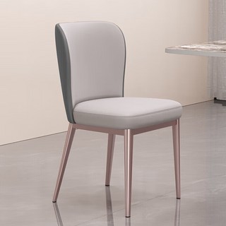 意式輕奢餐椅家用小戶型北歐餐廳休閒靠背椅酒店貝勒椅子網紅輕奢餐椅 靠背椅 椅子 椅, 淺灰+深灰【莫蘭紫】, 1個