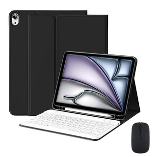 아이패드 전용 에어 프로 미니 10 세대 M2 M4 펜슬 수납 블루투스 키보드 케이스 무선 마우스 세트, 블랙, 1개