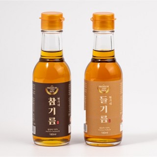 현가네 저온압착 통깨100% 국산 참기름 180ml + 들기름 180ml 세트, 1세트, 360ml