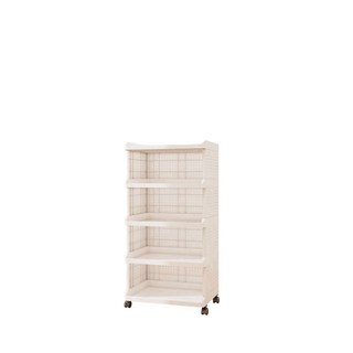 多層滑輪置物架 開放式收納層架 廚房客廳臥室適用 簡約風格, 白色, 1件