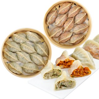 소소락 허만두 대용량 고기잎새만두와 김치잎새만두, 1세트, 2.8kg