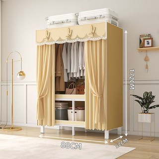 紗簾款免安裝折疊式簡易衣櫃，加粗加固全鋼架，耐用臥室家用收納櫃子，衣櫃收納神器，衣櫥衣架