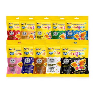 아모스 탱탱 아이클레이 키즈 50g 10색 세트, 10색(검정노랑파랑빨강흰색보라갈색초록주황핑크, 1개
