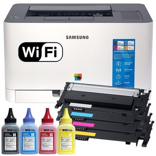 무한프린터 삼성 컬러 레이저 프린터 SL-C513 SL-C513W 와이파이 무선연결 무한토너+리필파우더 포함 풀세트 사무용 프린트기 가정용 프린터기, SL-C513W 무선연결 무한프린터