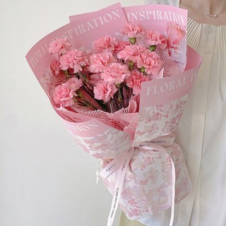 多色渲染花英文字加厚牛皮紙 網紅花束鮮花乾燥花包裝紙 批發, A款/粉紅色/一張, 1個