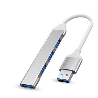 四合一數據擴展器 四孔USB分線器 Type-C集線器 USB HUB集線器 電腦擴充 筆電HUB, USB接口(銀色), 1個