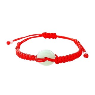 紅色編織玉石手鍊，手工編織簡約時尚手環，平安吉祥玉石手鍊
