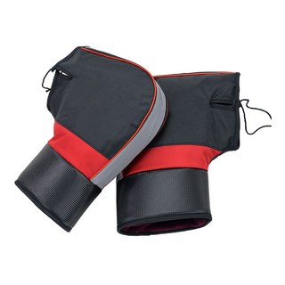 레드에셋 겨울용 오토바이 핸들 방한 방수 커버, 블랜 & 레드