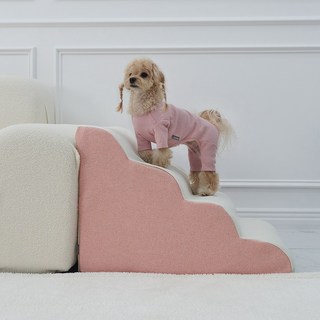 슈퍼펫 강아지계단 논슬립 미끄럼방지 4단 커브 스텝, 핑크