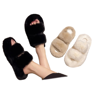 韓版毛絨厚底室內拖鞋 柔軟舒適防滑 多色可選, 全黑,38